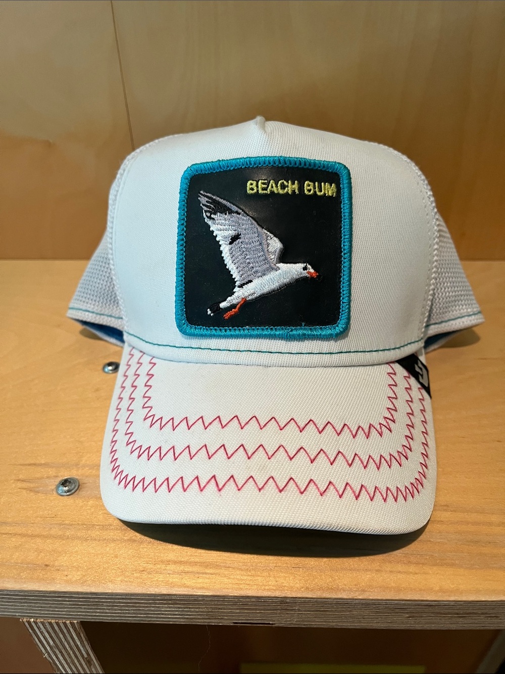 Beach Bum Seagull Patch Trucker Hat - Light Blue